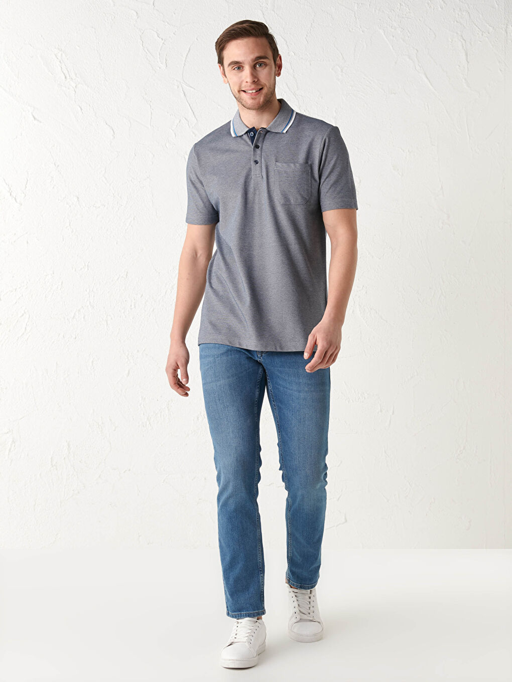 Polo Neck Short Sleeve Men's T-Shirt-3