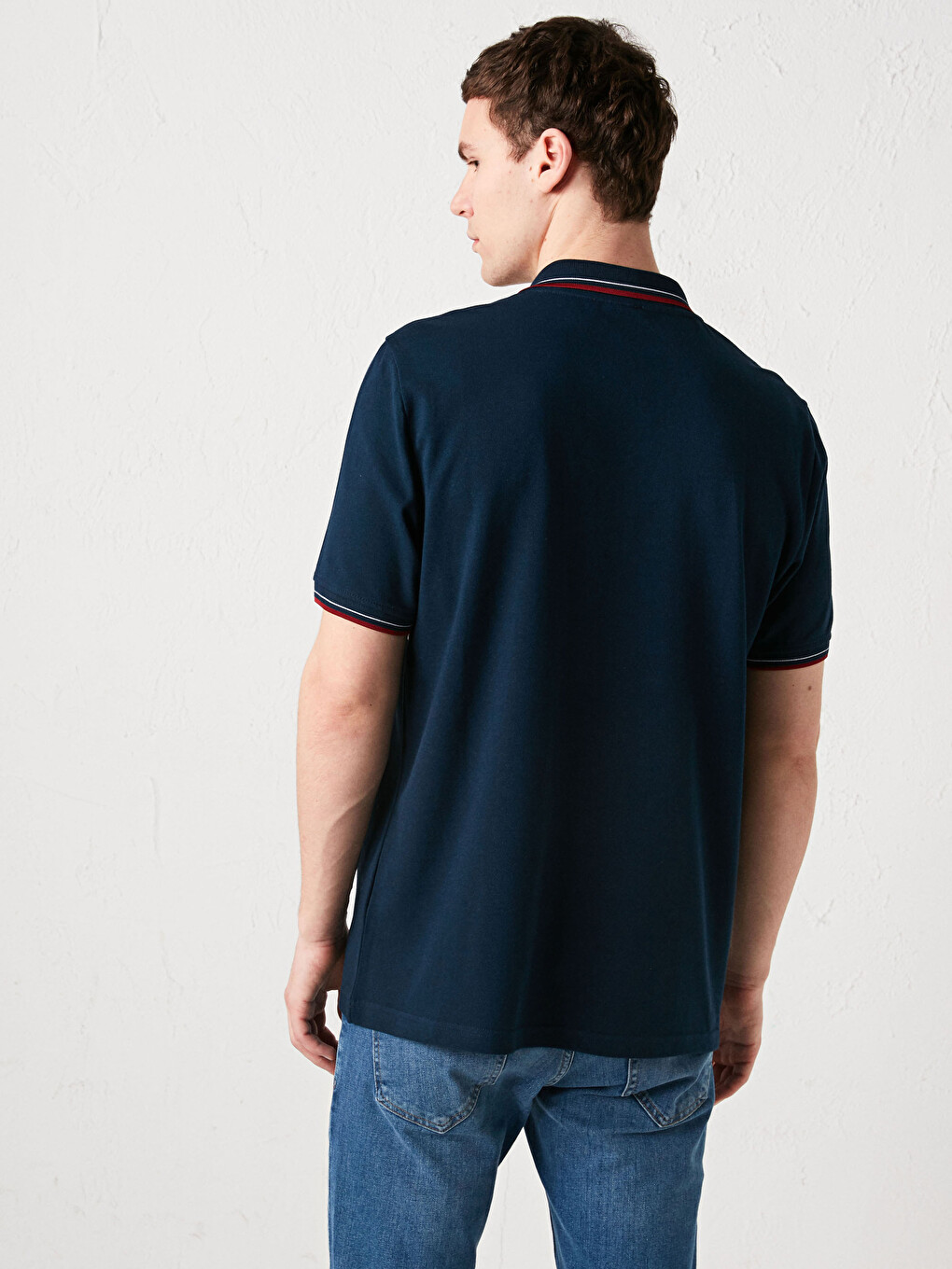 Polo Neck Short Sleeve Striped Men's T-shirt-4
