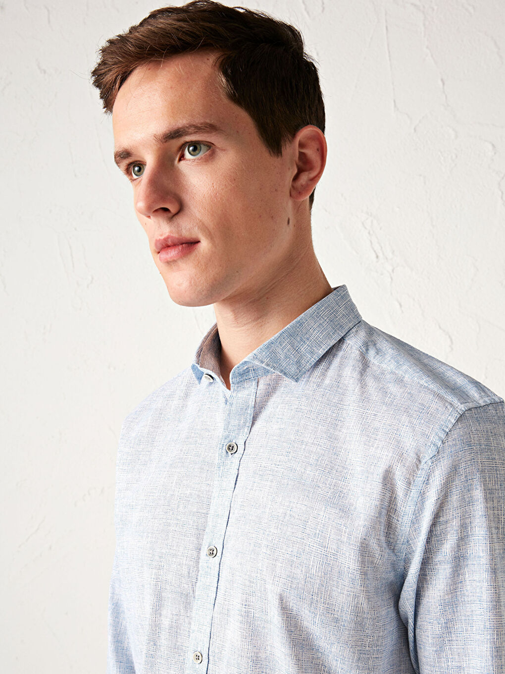 Chemise Slim Fit à Manches Longues en Popeline