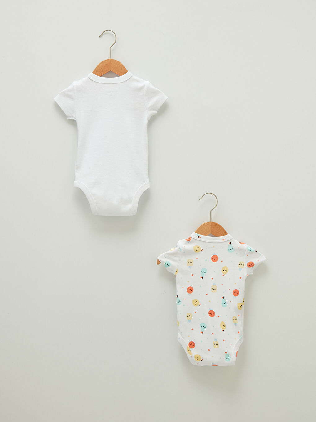 Umschlagkragen Kurzarm Bedruckter Baumwoll Unisex Baby Druckknopf Body 2 Stück-1