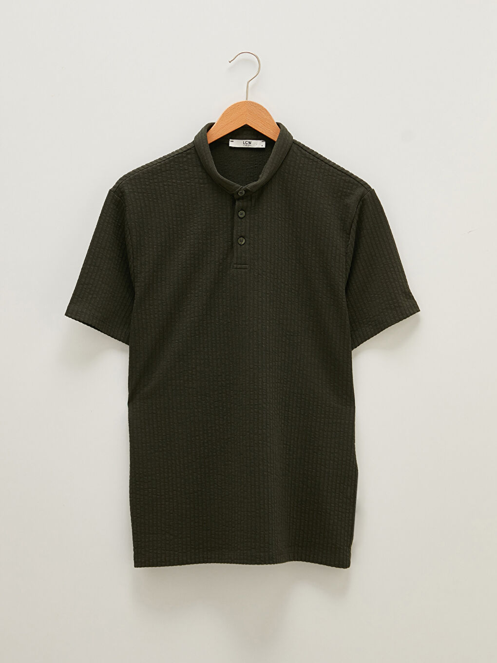 Haki Polo Yaka Kısa Kollu Erkek Tişört-6