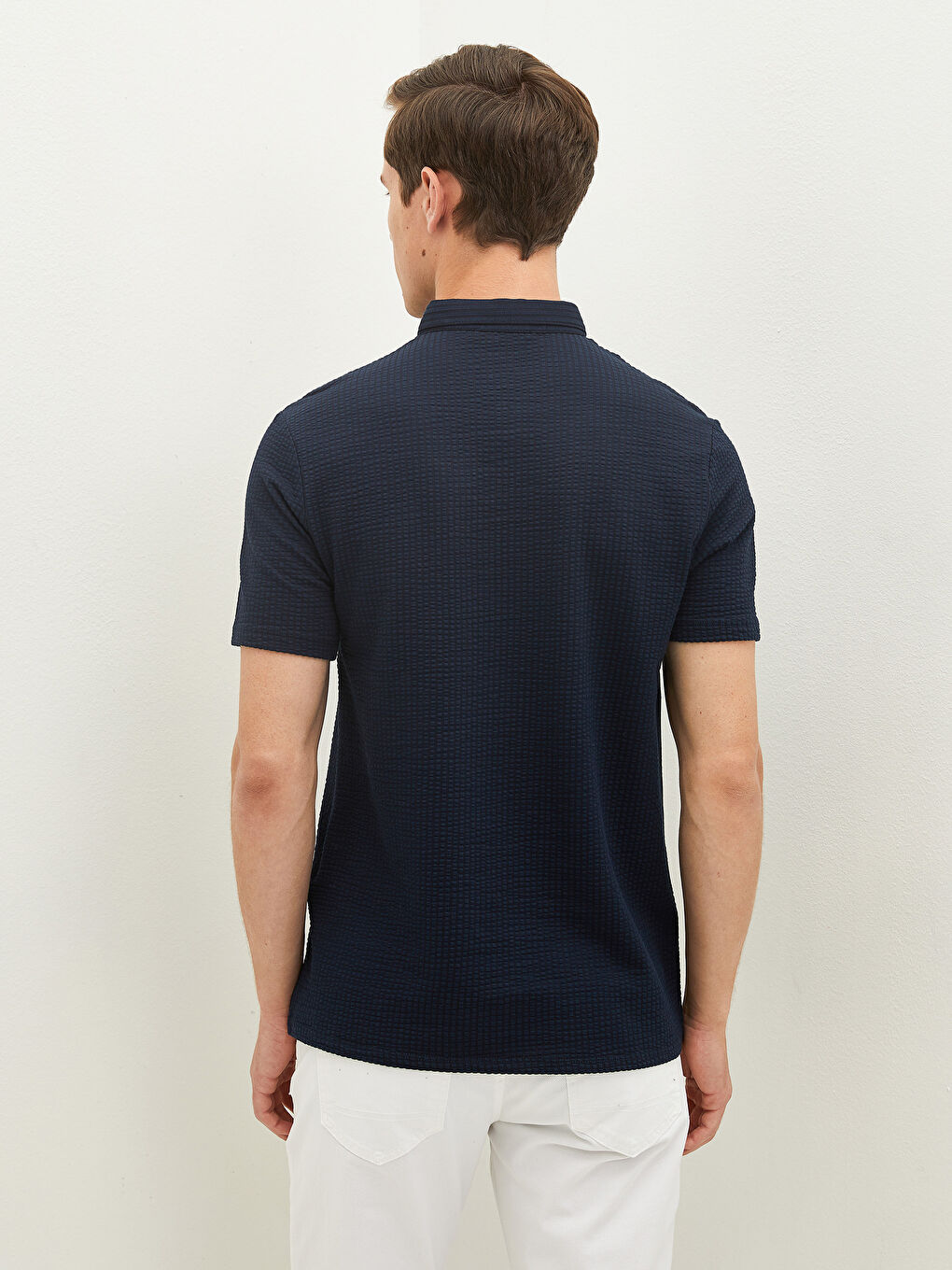 Lacivert Polo Yaka Kısa Kollu Erkek Tişört-3