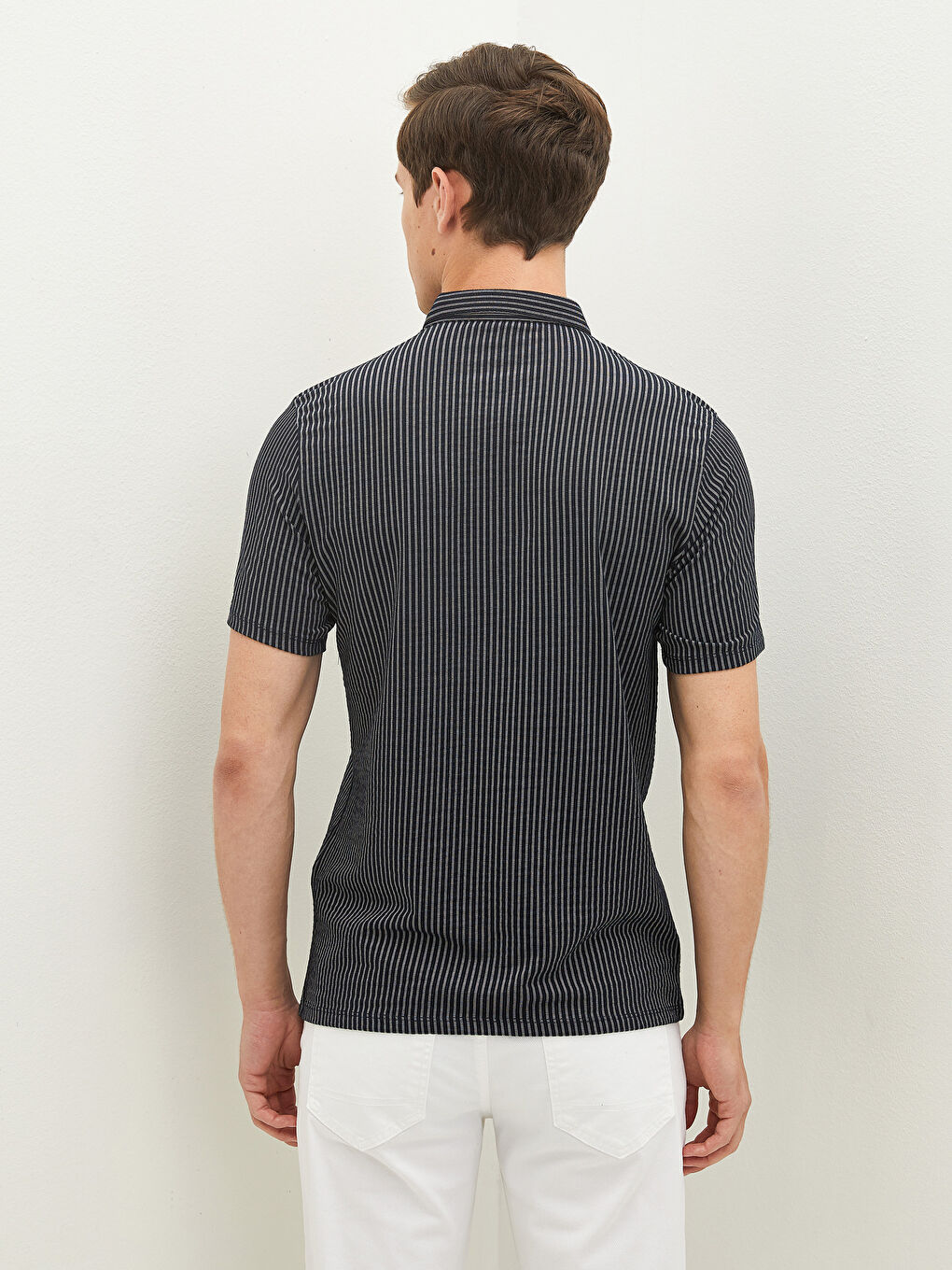 Lacivert Polo Yaka Kısa Kollu Erkek Tişört-3