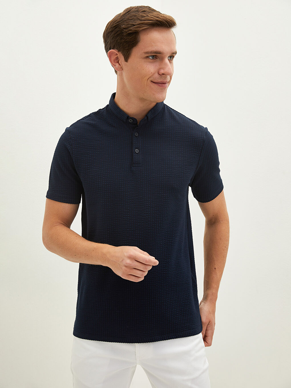 Lacivert Polo Yaka Kısa Kollu Erkek Tişört