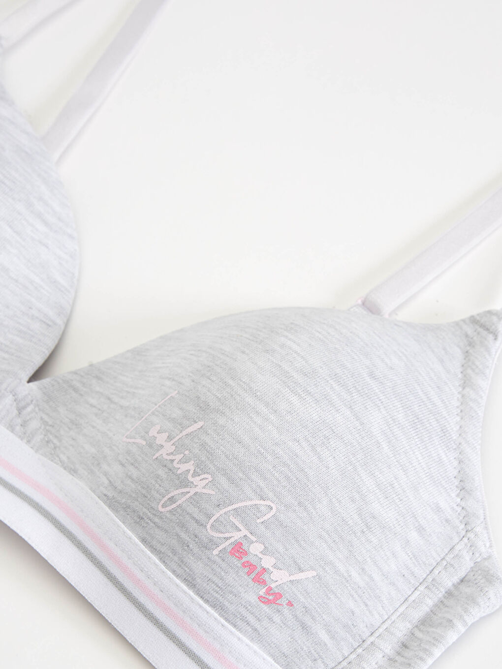 Beyaz Desenli T-shirt Sütyen 2'li-2