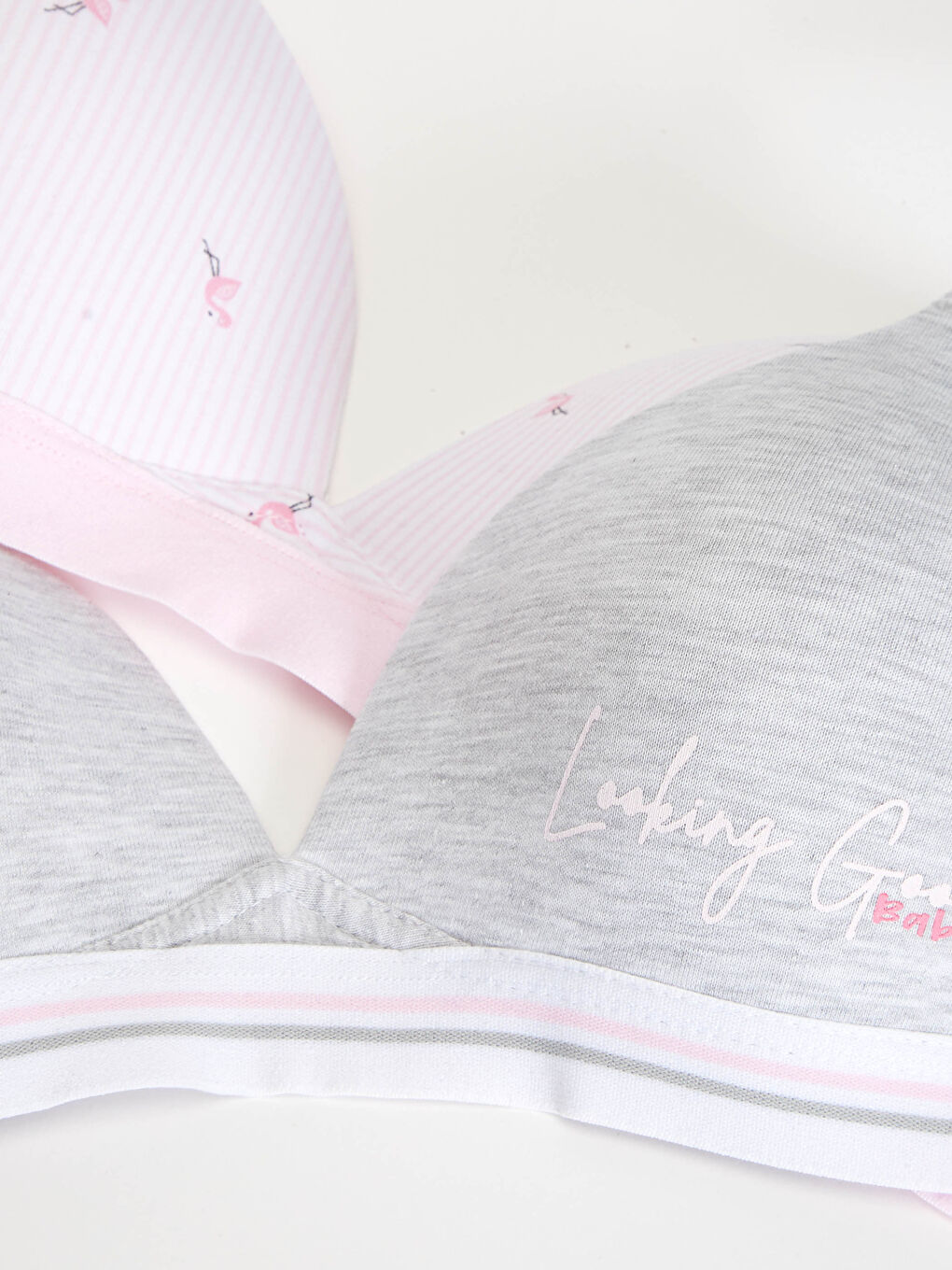 Beyaz Desenli T-shirt Sütyen 2'li-7