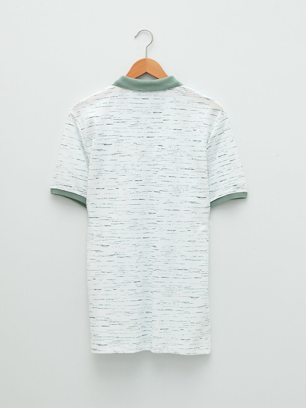 Yeşil Polo Yaka Kısa Kollu Desenli Pike Erkek Tişört-6