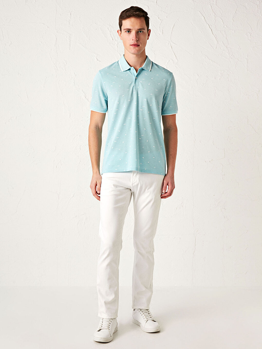 Yeşil Polo Yaka Kısa Kollu Pike Tişört-2