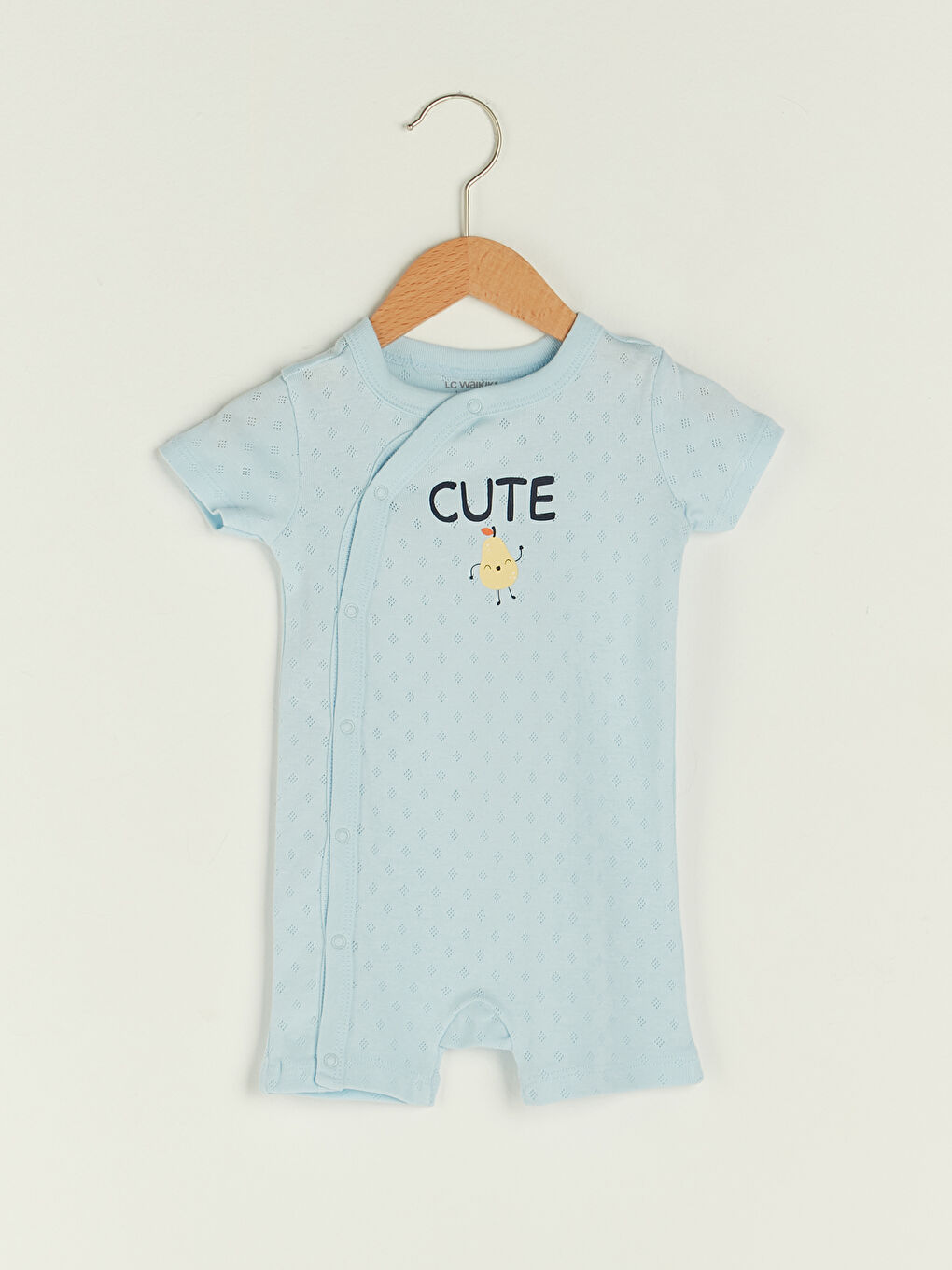Mavi Bisiklet Yaka Kısa Kollu Pamuklu Erkek Bebek Tulum