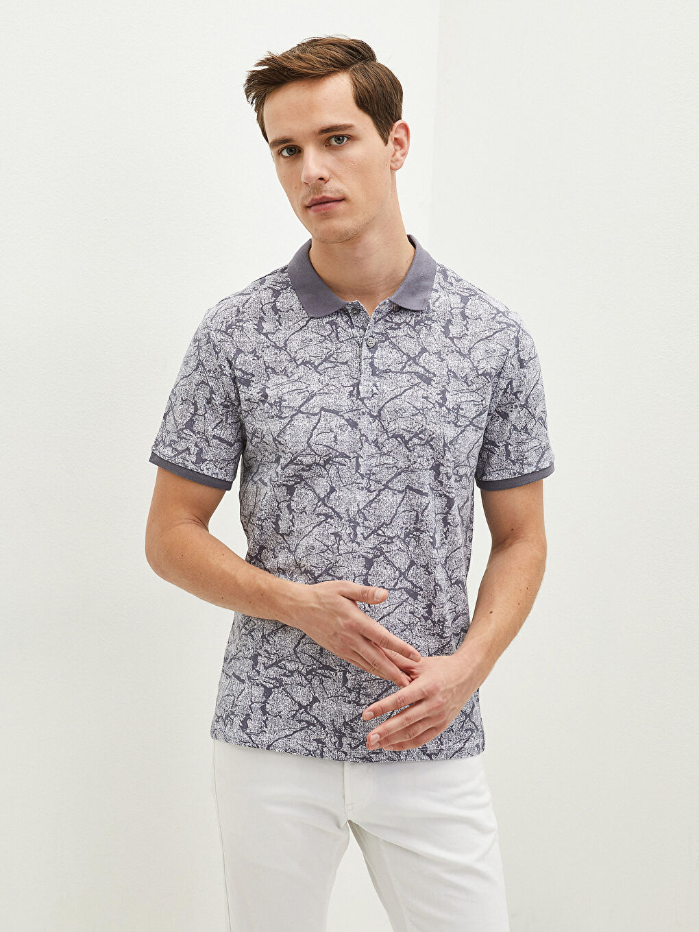 LCW Vision Polo Neck Short Sleeve Patterned Pique Men's T-Shirt -S17916Z8-LRW