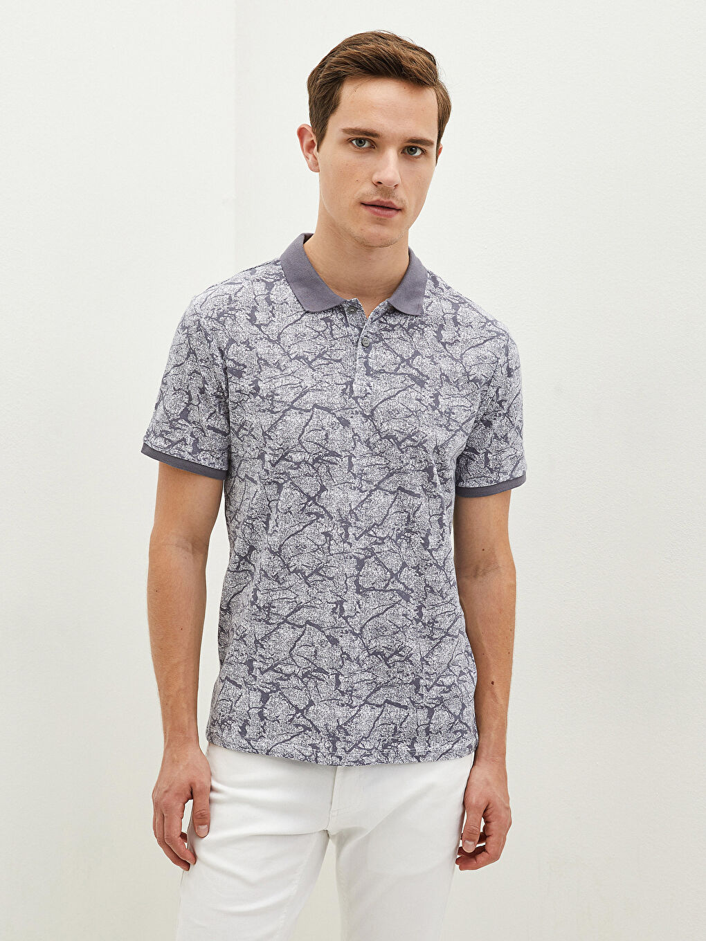 LCW Vision Polo Neck Short Sleeve Patterned Pique Men's T-Shirt -S17916Z8-LRW