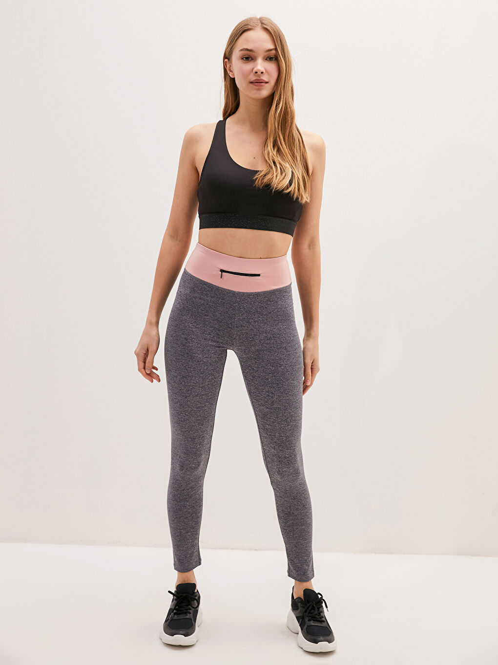 Antrasit Beli Lastikli Cep Detaylı Kadın Tayt İçlik