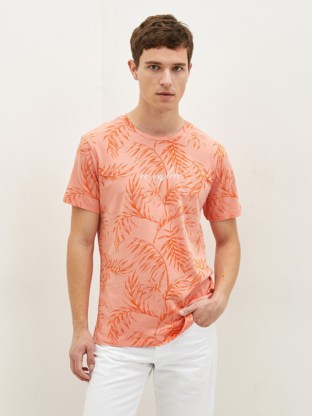 Футболка Мужская с Круглым Вырезом, Коротким Рукавом, С Принтом, Из Гребенного Хлопка-1