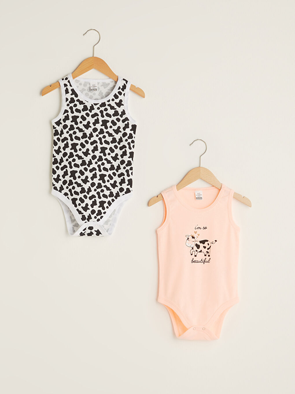 Pembe Bisiklet Yaka Baskılı Kız Bebek Çıtçıtlı Bodysuit 2'li