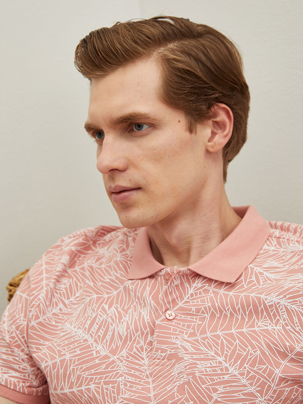 Mercan Desenli Polo Yaka Kısa Kollu Pike Erkek Tişört-2