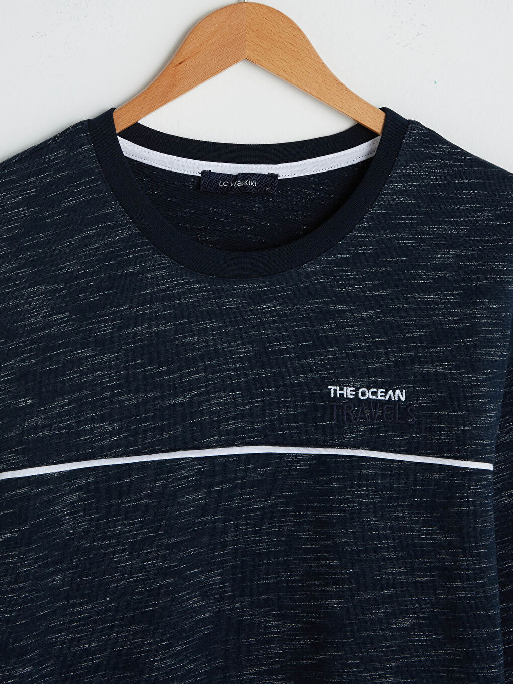 Lacivert Bisiklet Yaka Uzun Kollu Baskılı Kalın Erkek Sweatshirt-6