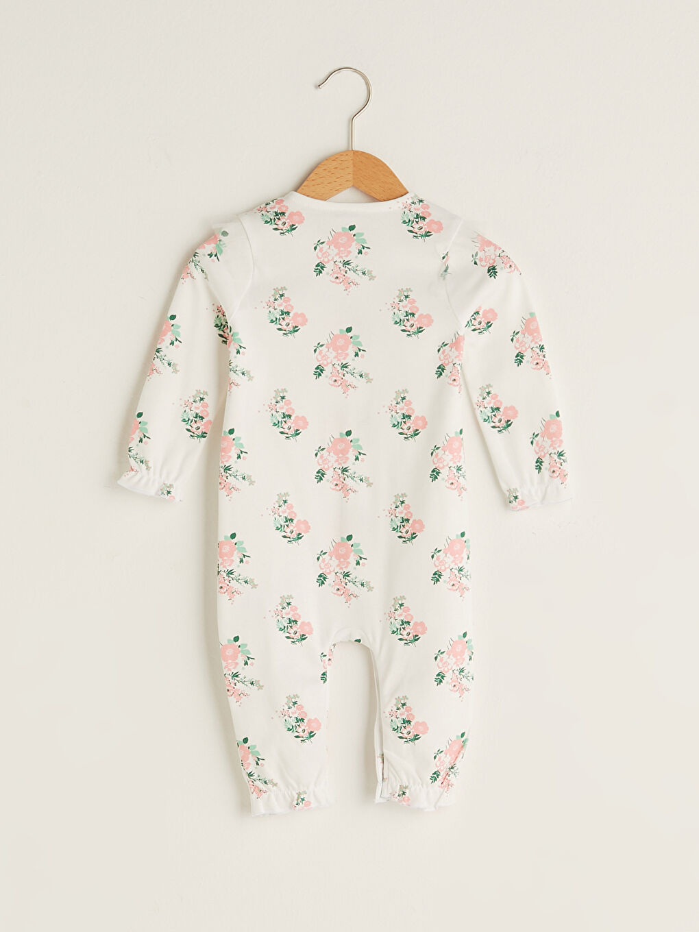 Crew Neck Long Sleeve Printed Baby Girl Jumpsuit and Headband Set of 2-1