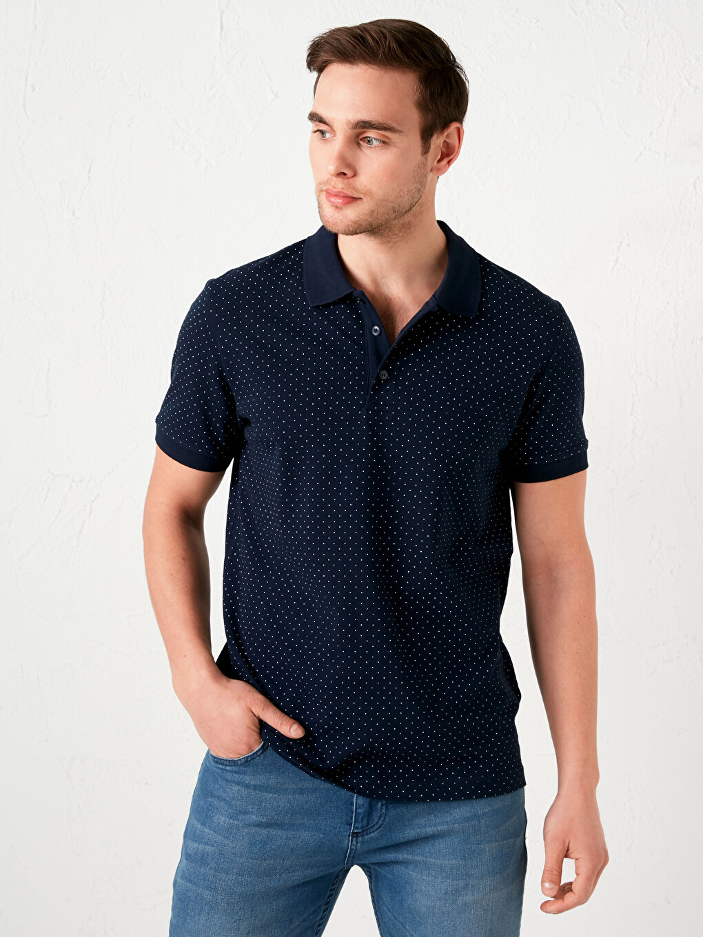 Tricou Polo Guler Înalt Mânecă Scurtă Bumbac Pentru Bărbați