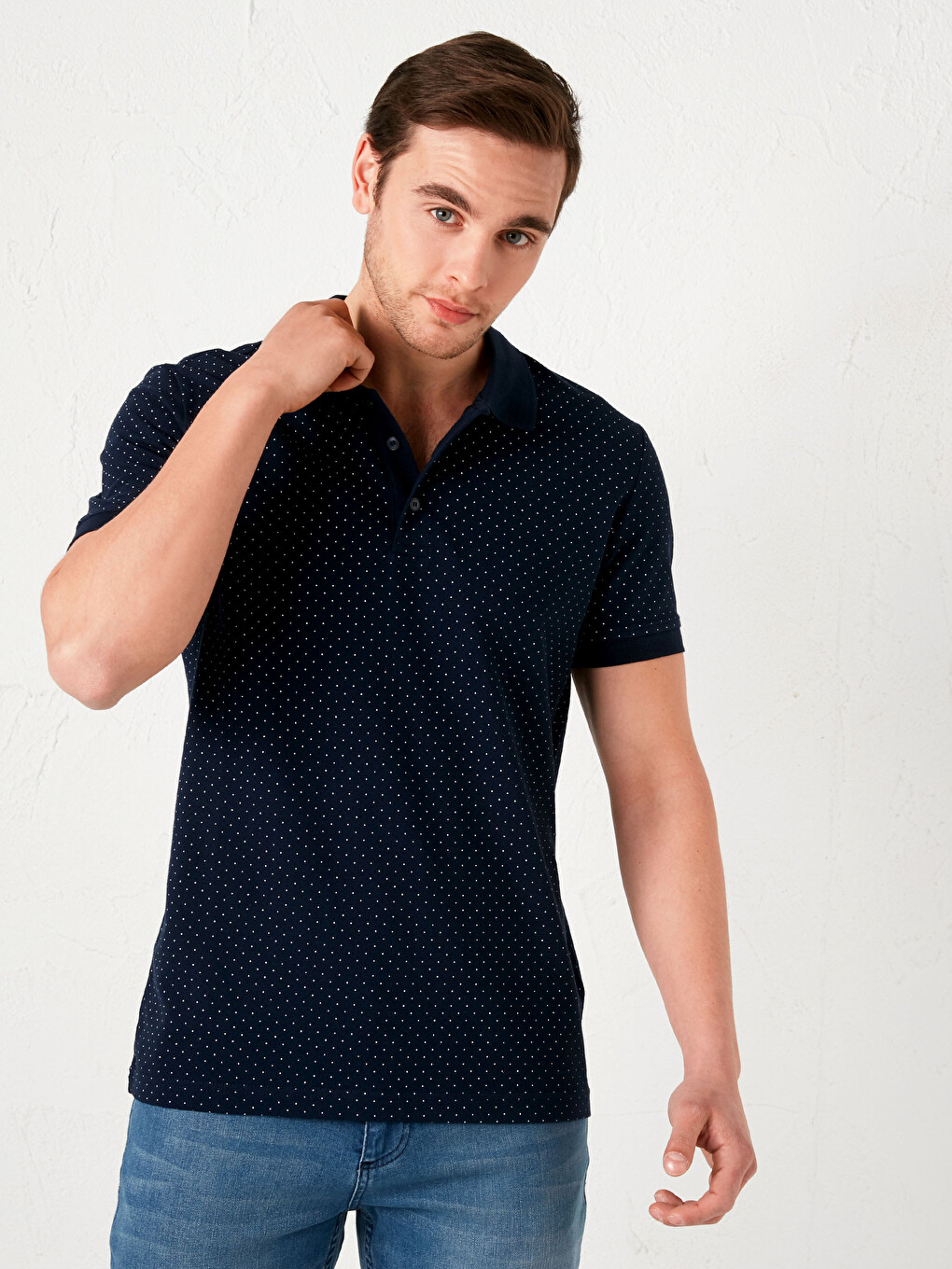 Tricou Polo Guler Înalt Mânecă Scurtă Bumbac Pentru Bărbați-1