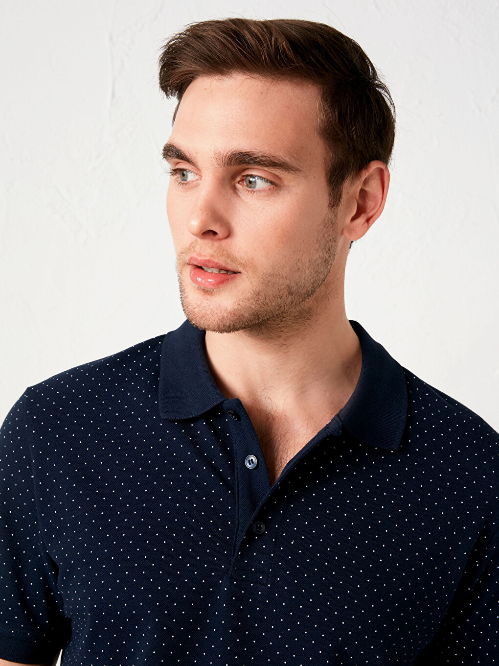 Tricou Polo Guler Înalt Mânecă Scurtă Bumbac Pentru Bărbați-3