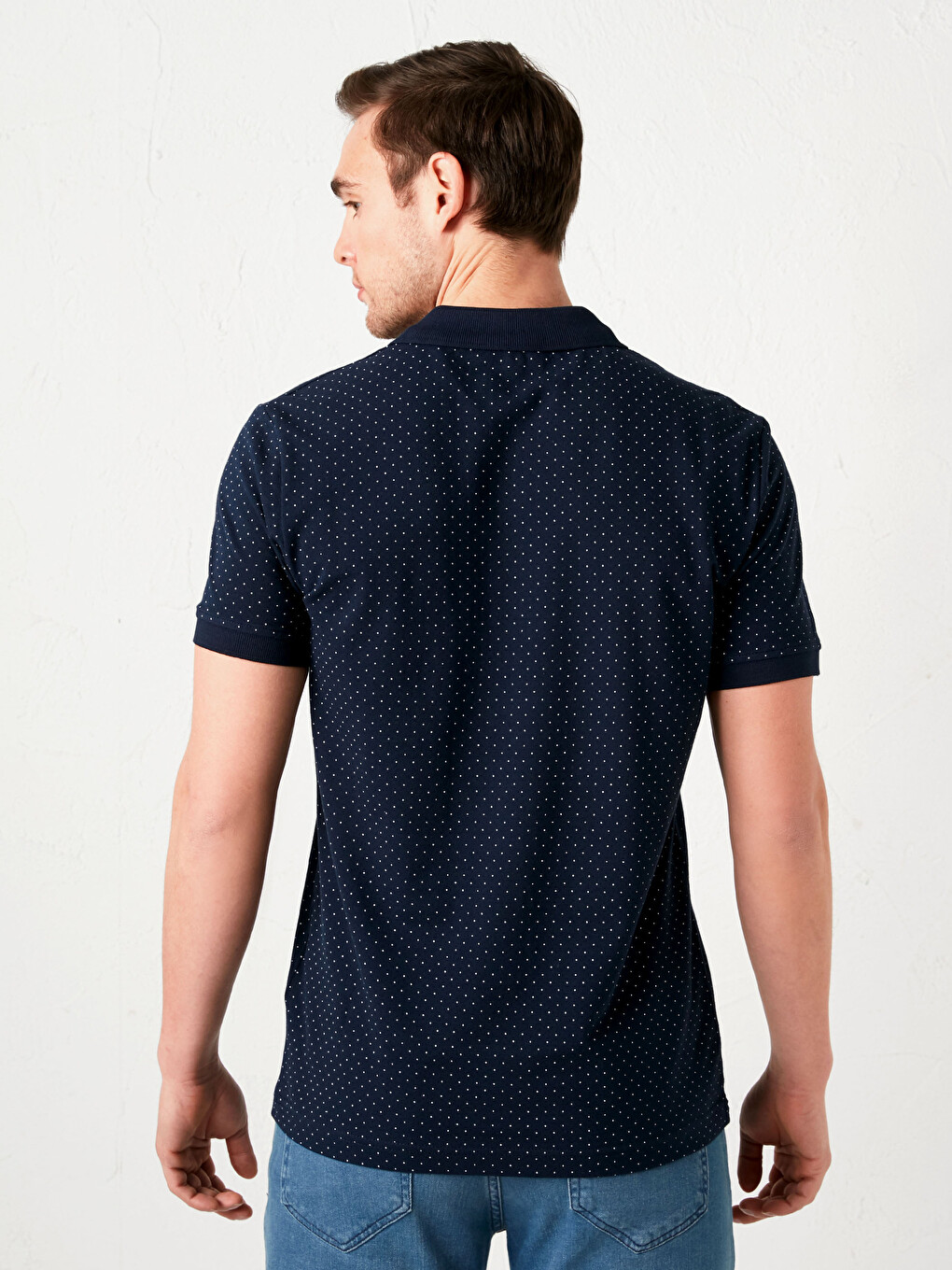 Tricou Polo Guler Înalt Mânecă Scurtă Bumbac Pentru Bărbați-4