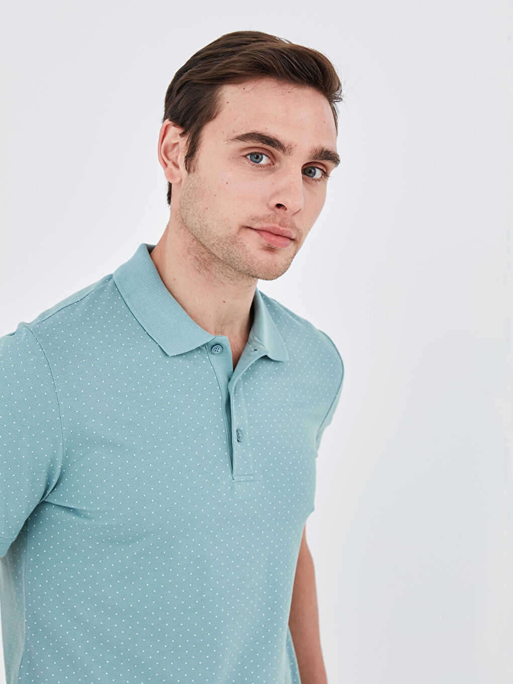 Yeşil Polo Yaka Kısa Kollu Pamuklu Erkek Tişört-2