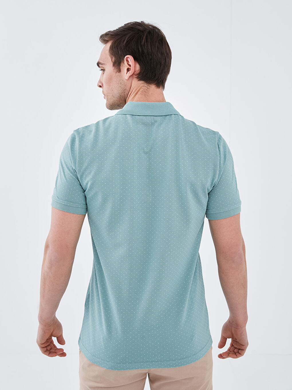 Yeşil Polo Yaka Kısa Kollu Pamuklu Erkek Tişört-4