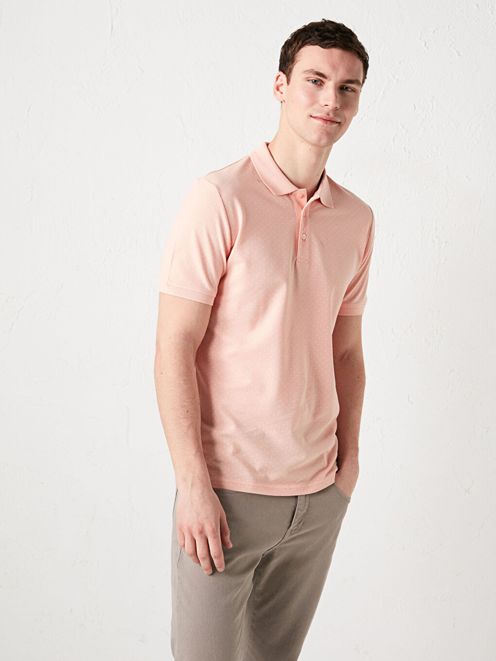 Tricou Polo Guler Înalt Mânecă Scurtă Bumbac Pentru Bărbați