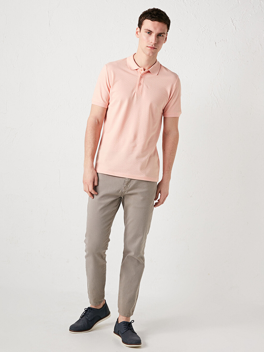 Tricou Polo Guler Înalt Mânecă Scurtă Bumbac Pentru Bărbați-2