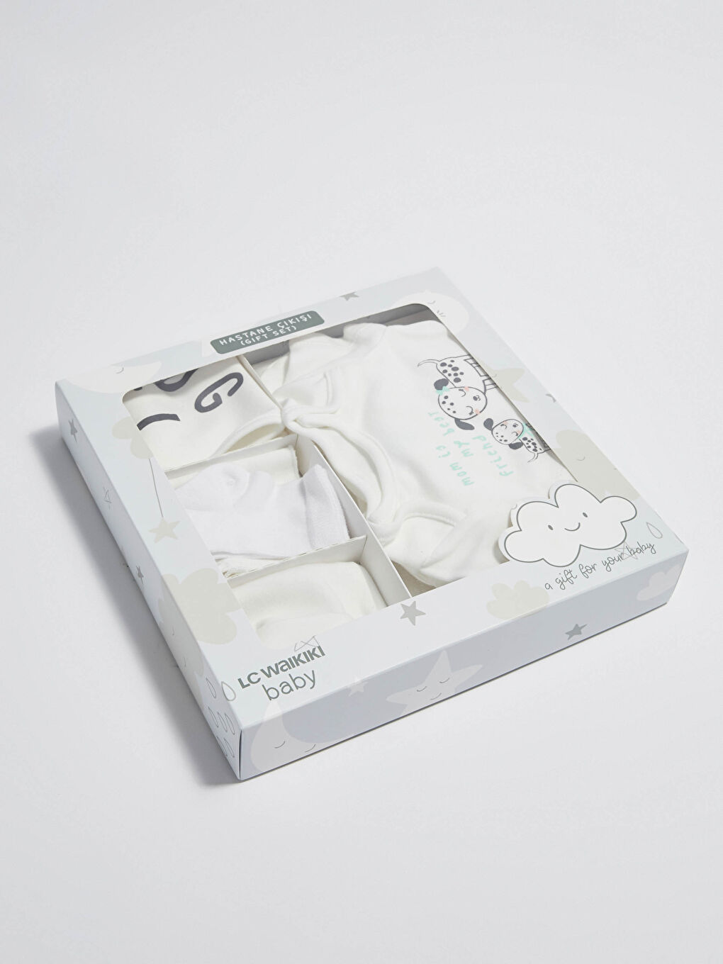 Baskılı Kız Bebek Kutulu Hastane Çıkış Seti-1