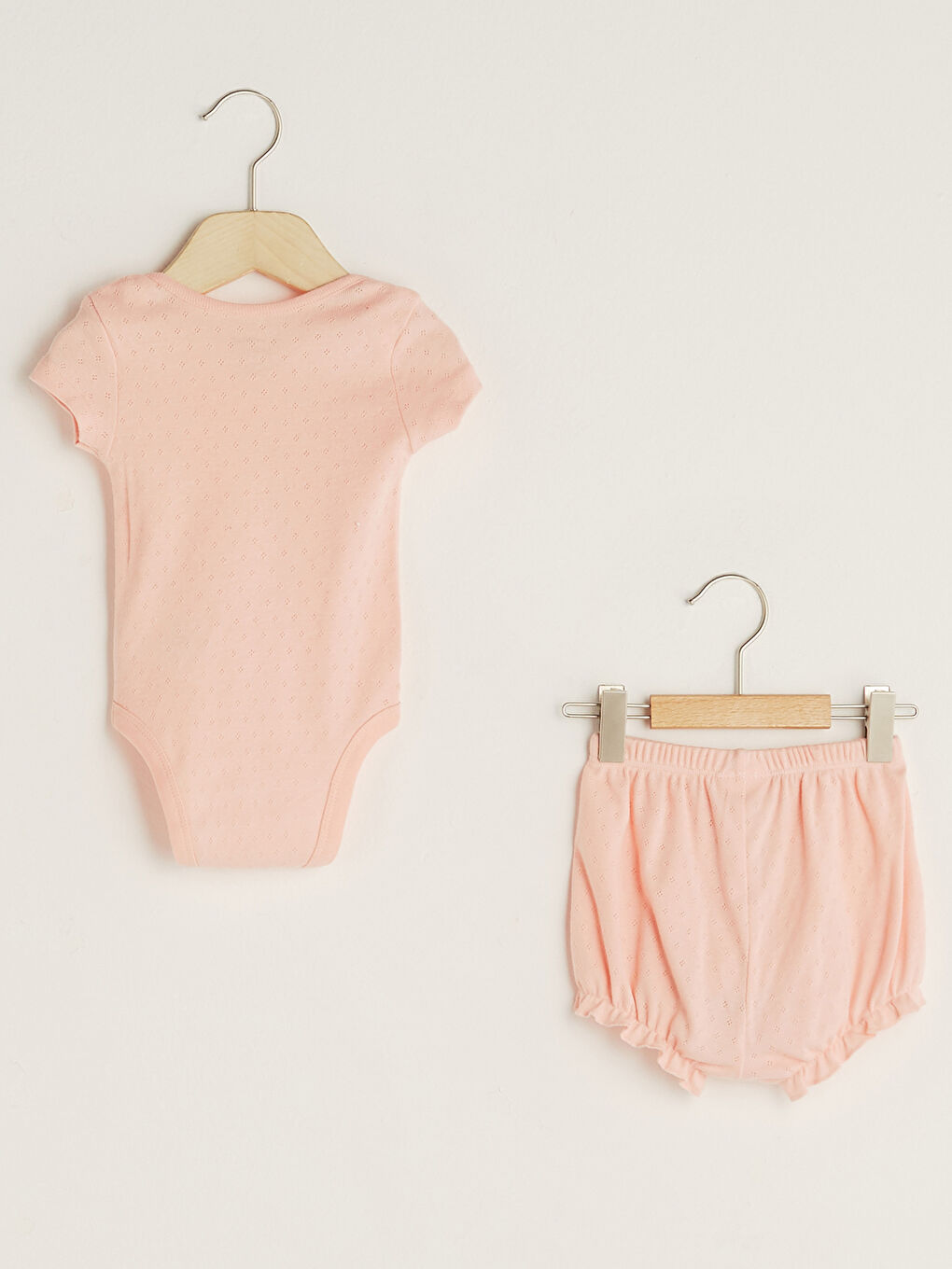 Ensemble 2 Pièces Bébé Fille Coton Body à Manches Courtes et Short à Boutons-Pression Col Rond-1