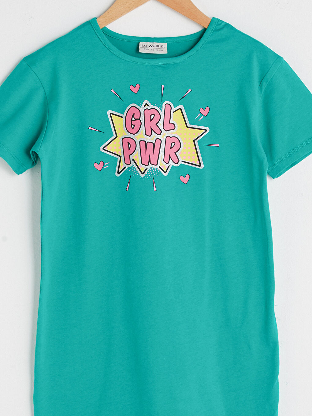 Crew Neck Printed Short Sleeve Girls' Dress-2