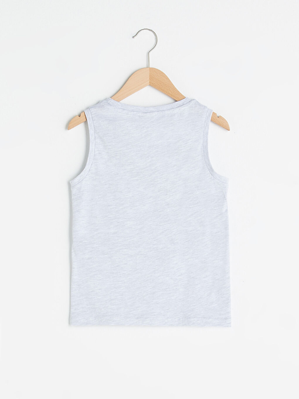 Gri Bisiklet Yaka Baskılı Pamuklu Erkek Çocuk Atlet-1