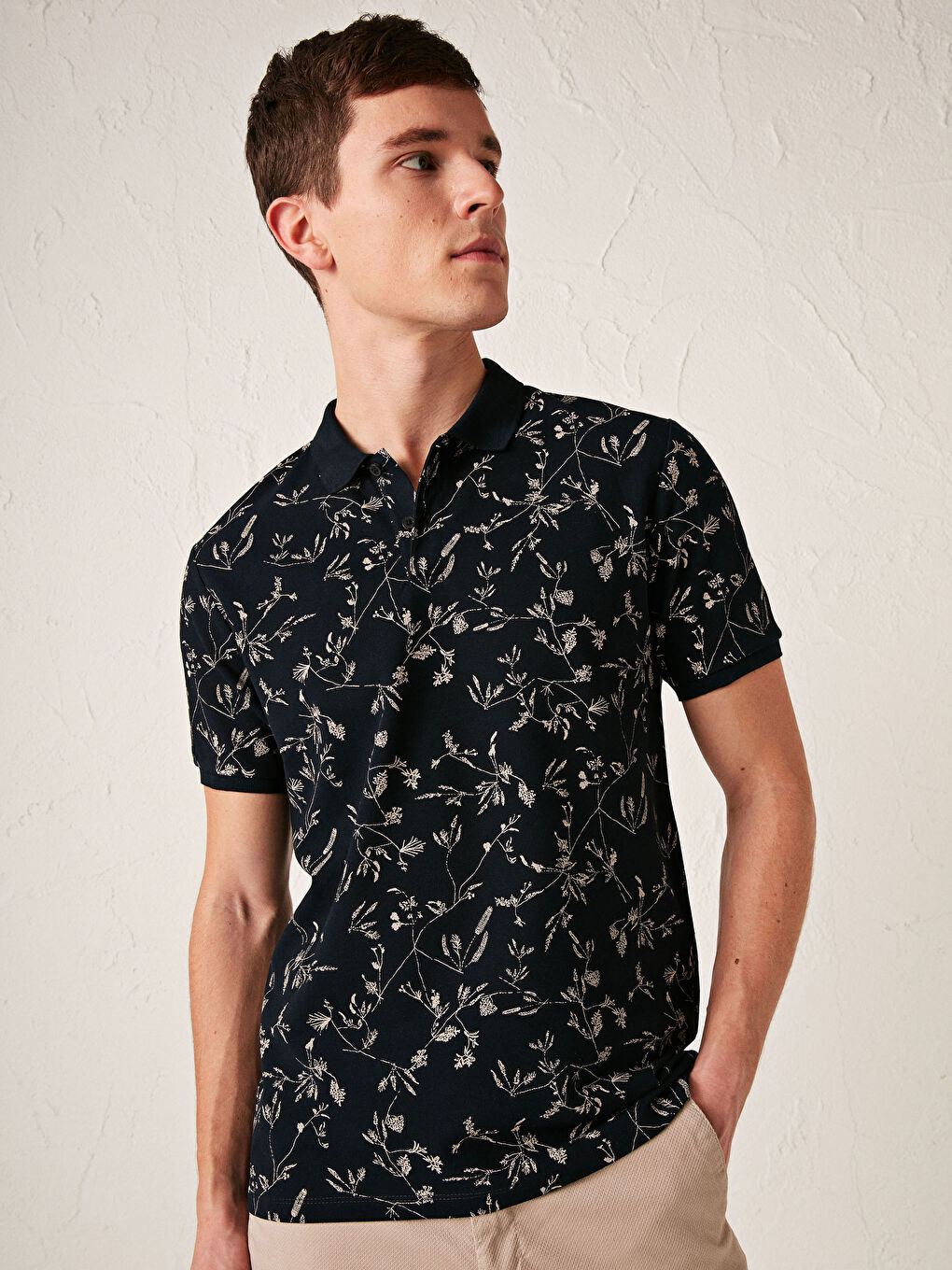 Футболка Мужская С Принтом Водолазка Короткий Рукав Пике-1