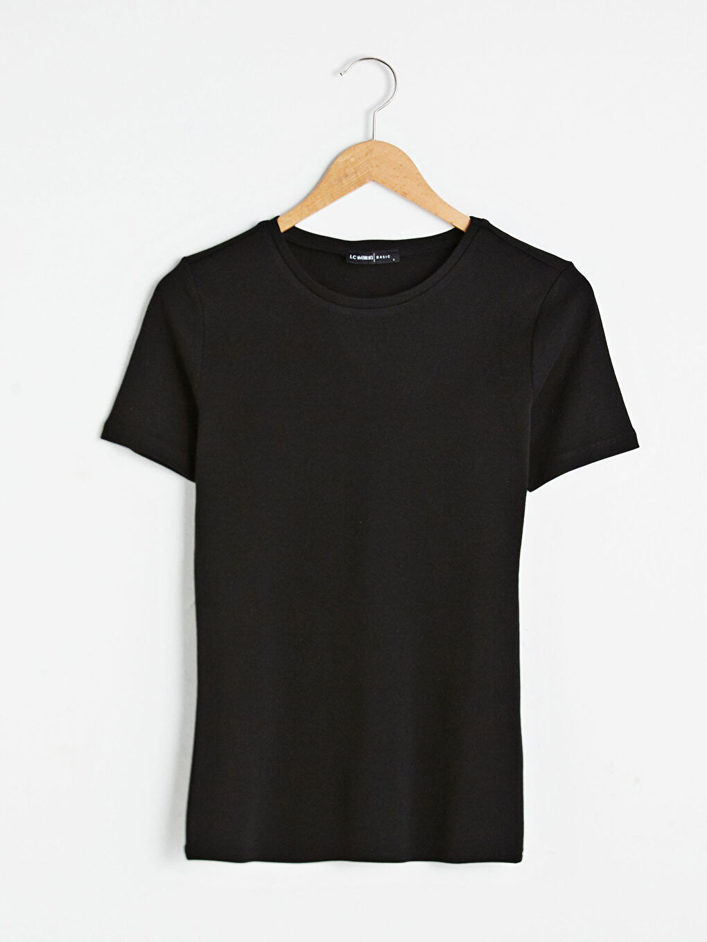 Siyah Bisiklet Yaka Basic Tişört-5