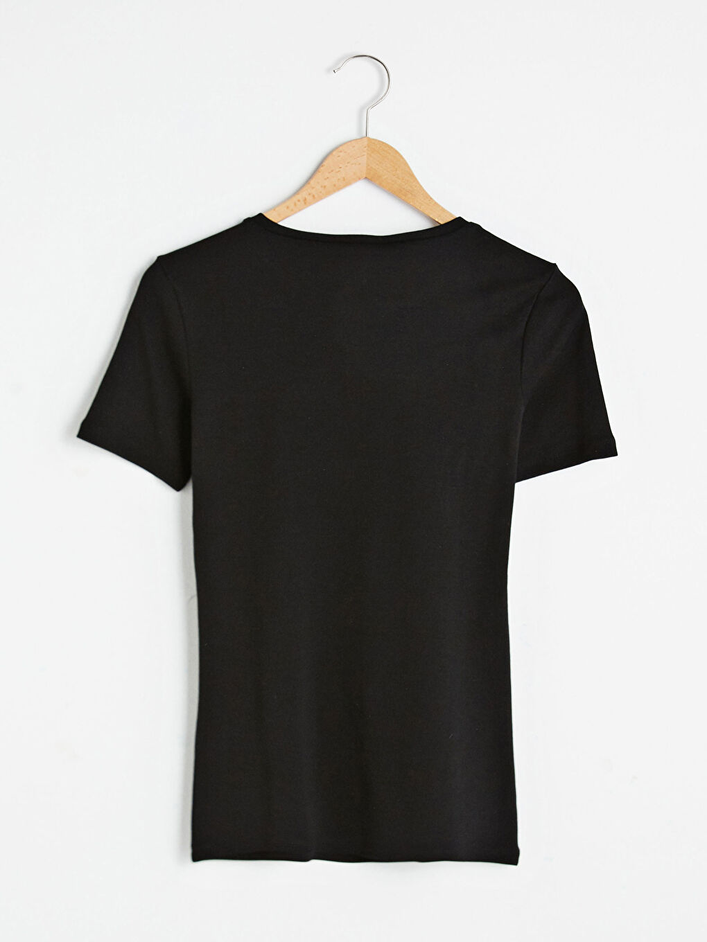 Siyah Bisiklet Yaka Basic Tişört-6