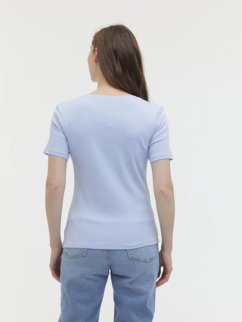 Mavi Bisiklet Yaka Basic Tişört-8