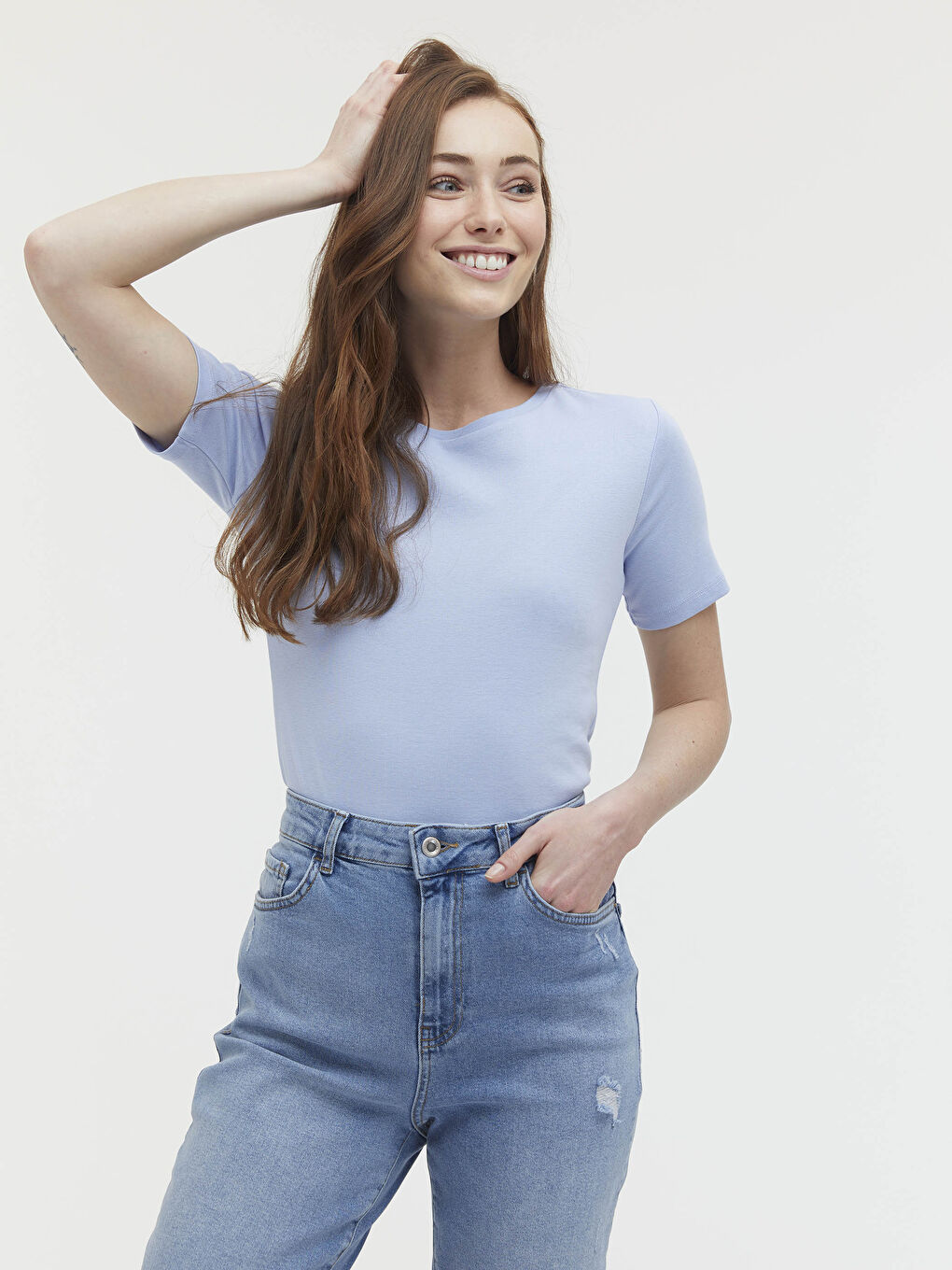 Mavi Bisiklet Yaka Basic Tişört-9