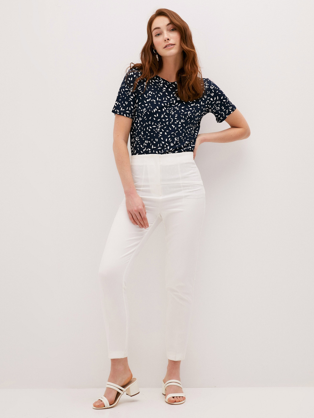 Crew Neck Printed Short Sleeve Viscose Women's T-shirt-3