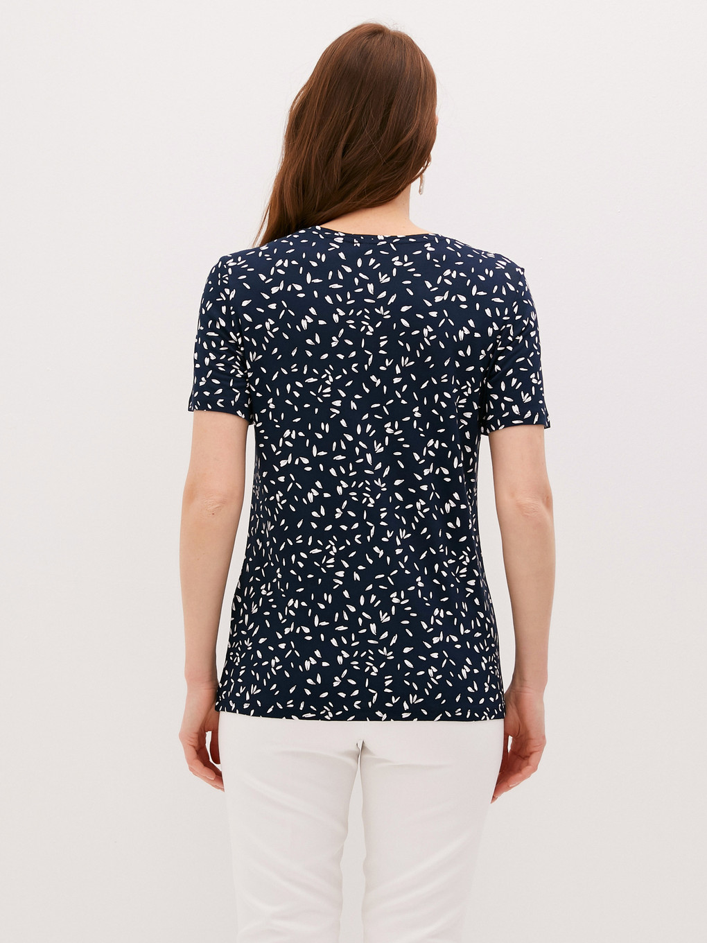 Crew Neck Printed Short Sleeve Viscose Women's T-shirt-4