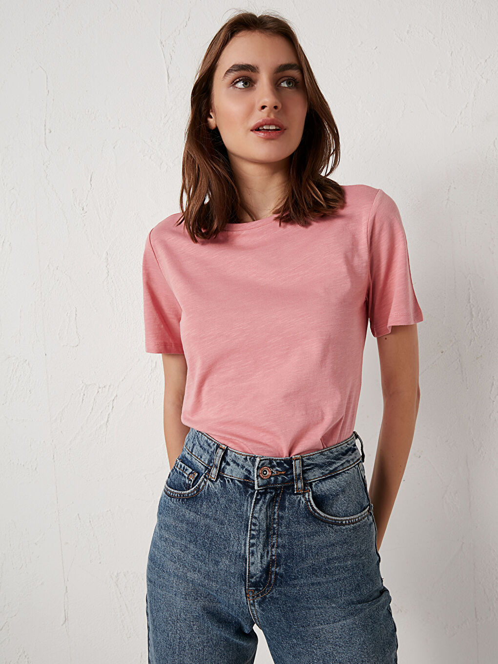 Majica od pamuka s okruglim izrezom i kratkim rukavima-1