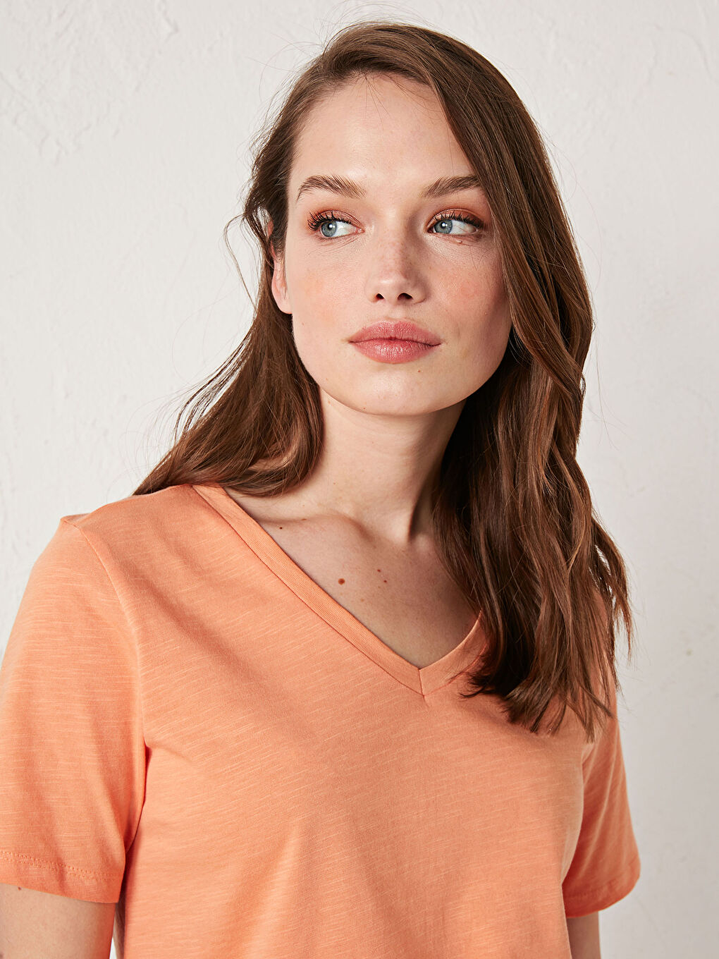 V-Neck Cotton Basic T-Shirt-1