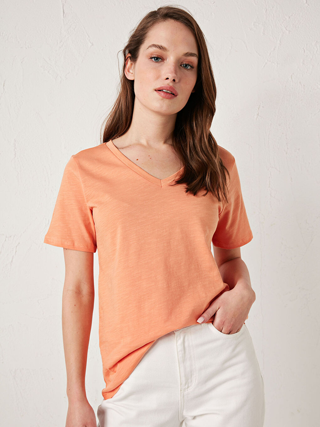 V-Neck Cotton Basic T-Shirt