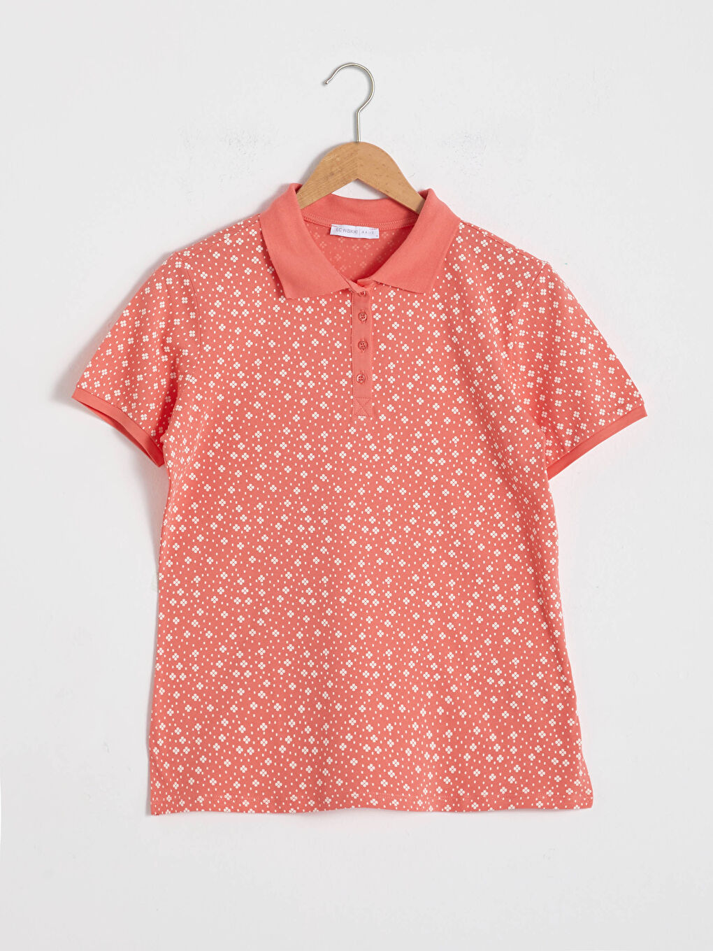 Flower Printed Polo Neck T-Shirt-4