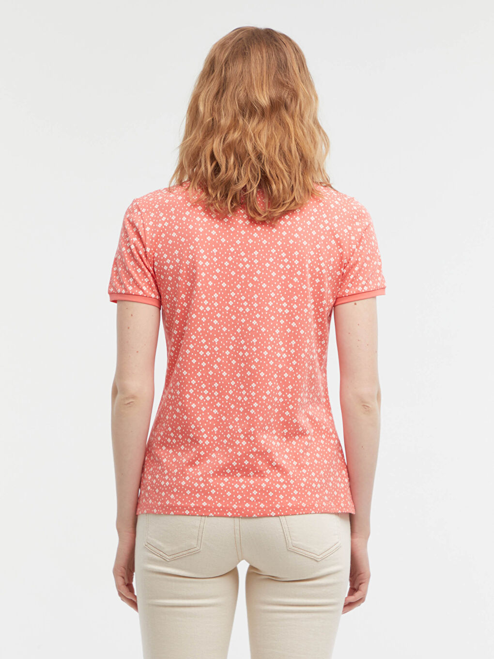 Flower Printed Polo Neck T-Shirt-2