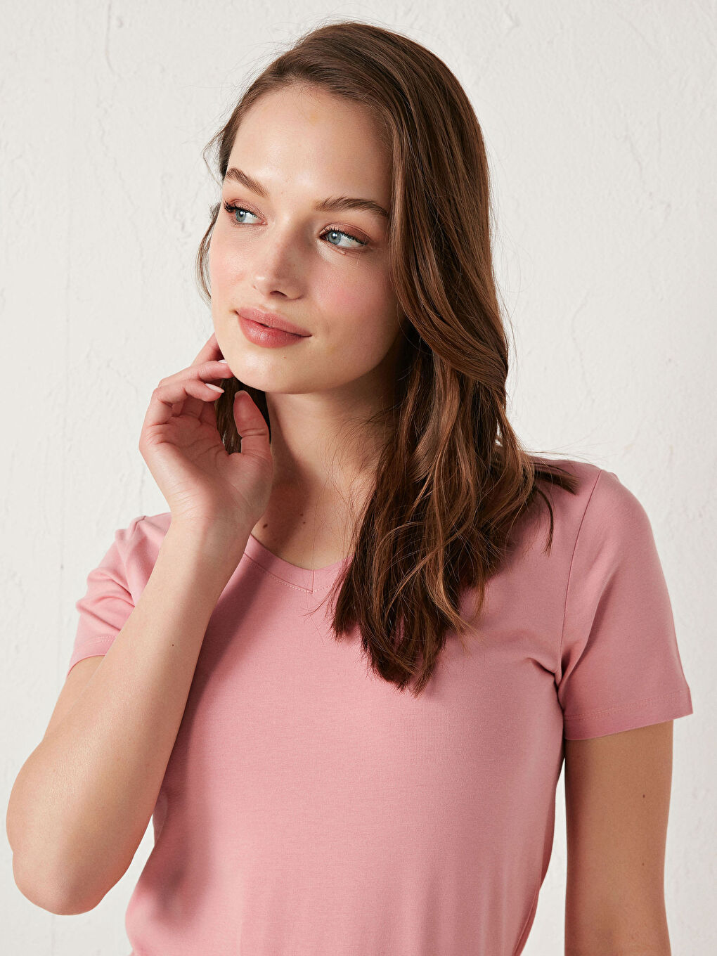 V-Neck Plain Basic Cotton T-Shirt-2