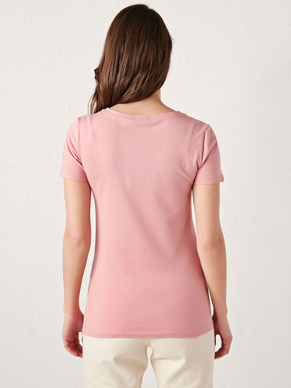 V-Neck Plain Basic Cotton T-Shirt-4