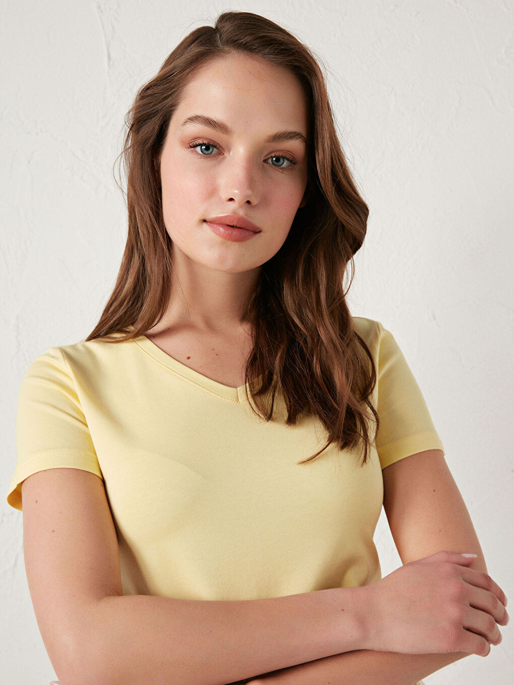 V-Neck Plain Basic Cotton T-Shirt-2