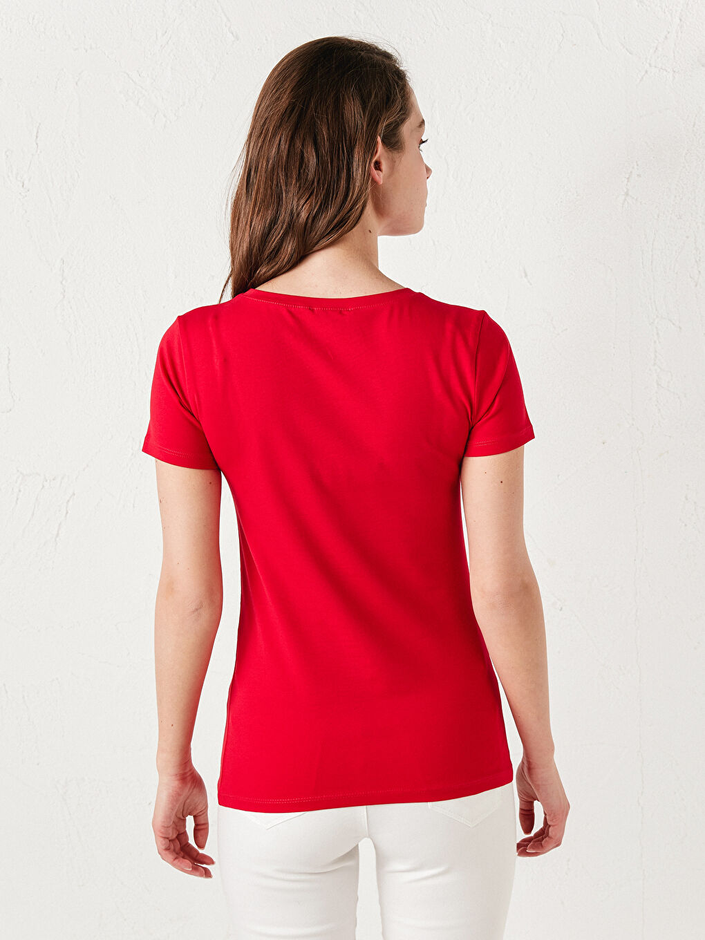 V-Neck Plain Basic Cotton T-Shirt-4