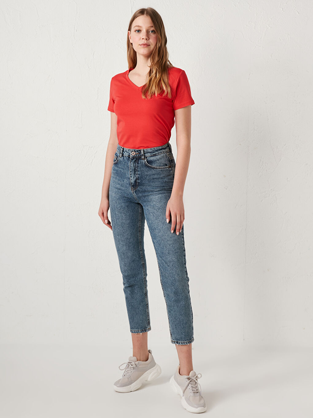 V-Neck Plain Basic Cotton T-Shirt-2